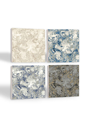 Desen Taş Bardak Altlığı Masaüstü Koruyucu Altlık 4 Parça Set 10x10cm Stone Coasters