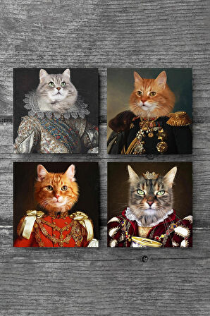 Patili Ekselanslar Taş Bardak Altlığı Masaüstü Koruyucu Altlık 4 Parça Set 10x10cm Stone Coasters