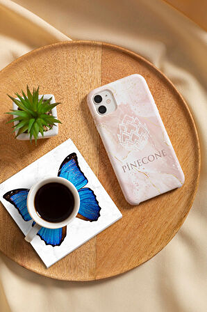 Gül Çiçek, Kelebek Taş Bardak Altlığı Masaüstü Koruyucu Altlık 4 Parça Set 10x10cm Stone Coasters