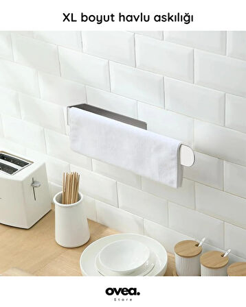 Paslanmaz Çelik Havluluk / 30 cm / Yapışkanlı Tasarım / Havlu Askısı