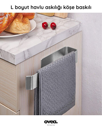 3 Lü Set / Paslanmaz Çelik Havluluk ve Tuvalet Kağıtlığı / Yapışkanlı Tasarım / 30 cm-26 cm-18 cm