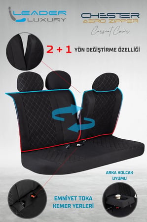Fiat Siena Lüx Yarı Deri Oto Koltuk Kılıfı Ön Arka Takım Chester SİYAH BEYAZ