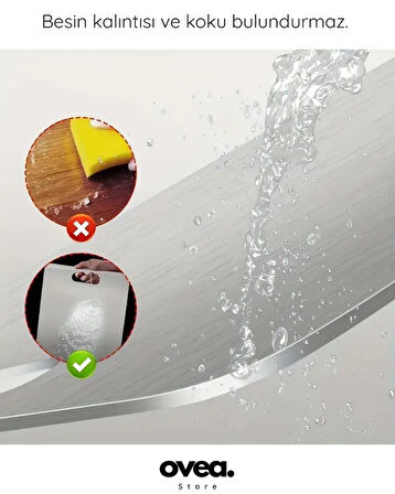 2 Li Set/Paslanmaz Çelik Kesme Tahtası/24x36 Cm/20x30 Cm/Kaydırmaz Silikon Tabanlı/Yıkanabilir