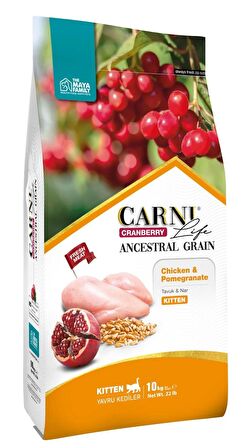 Carni Life Kızılcık Tavuklu ve Narlı Yavru Kedi Maması 10 Kg