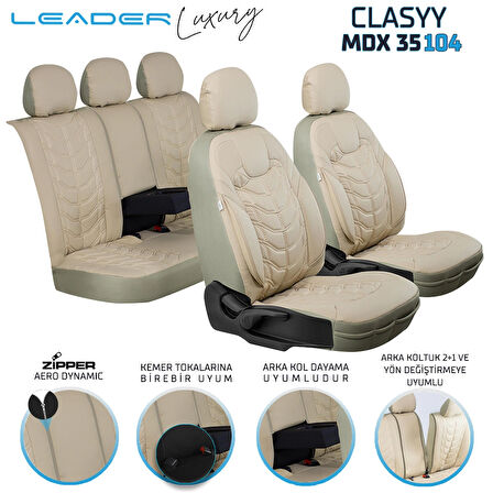 Kia X Ceed Lüx Deri Oto Koltuk Kılıfı Ön Arka Takım Classy Serisi BEJ