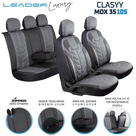 
Skoda Fabia Lüx Deri Oto Koltuk Kılıfı Ön Arka Takım Classy Serisi FÜME