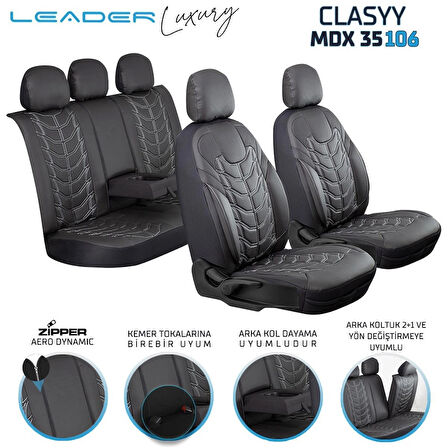
Renault Clio 5 Lüx Deri Oto Koltuk Kılıfı Ön Arka Takım Classy Serisi SİYAH