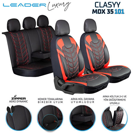 
Volkswagen Golf 5 Lüx Deri Oto Koltuk Kılıfı Ön Arka Takım Classy Serisi SİYAH KIRMIZI