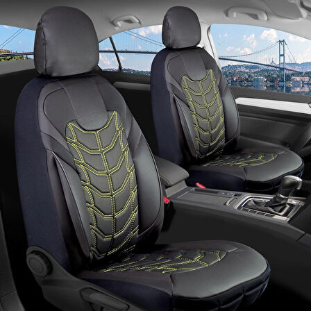 
Nissan Pulsar Lüx Deri Oto Koltuk Kılıfı Ön Arka Takım Classy Serisi SİYAH SARI