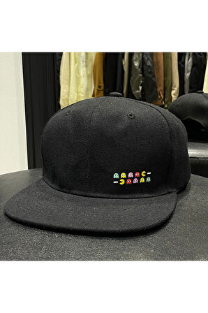 Pacman Desenli Snapback Şapka