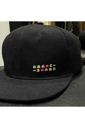 Pacman Desenli Snapback Şapka