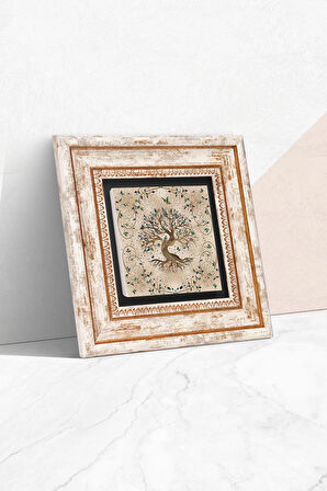 Hayat Ağacı Taş Duvar Tablosu Çerçeveli Duvar Dekoru Wall Art