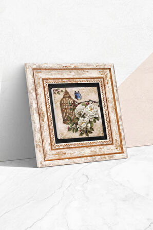 Kelebekli Çiçek Taş Duvar Tablosu Çerçeveli Duvar Dekoru Wall Art