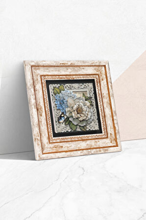 Kelebekli Çiçek Taş Duvar Tablosu Çerçeveli Duvar Dekoru Wall Art