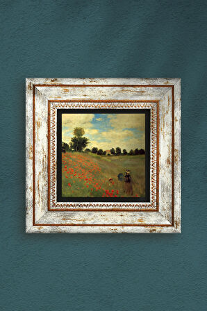 Claude Monet Gelincikler Taş Duvar Tablosu Çerçeveli Duvar Dekoru Wall Art