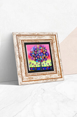 Karla Gerard Hayat Ağacı Taş Duvar Tablosu Çerçeveli Duvar Dekoru Wall Art