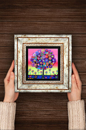 Karla Gerard Hayat Ağacı Taş Duvar Tablosu Çerçeveli Duvar Dekoru Wall Art