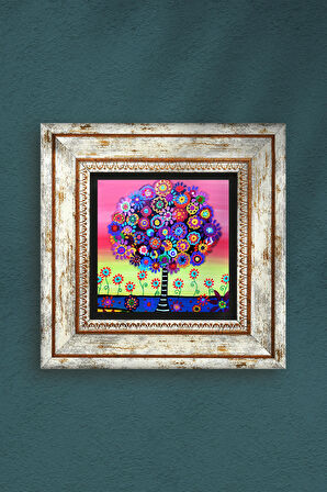 Karla Gerard Hayat Ağacı Taş Duvar Tablosu Çerçeveli Duvar Dekoru Wall Art