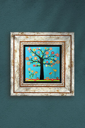 Karla Gerard Hayat Ağacı Taş Duvar Tablosu Çerçeveli Duvar Dekoru Wall Art