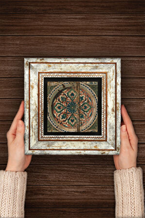 Vintage Desen Taş Duvar Tablosu Çerçeveli Duvar Dekoru Wall Art