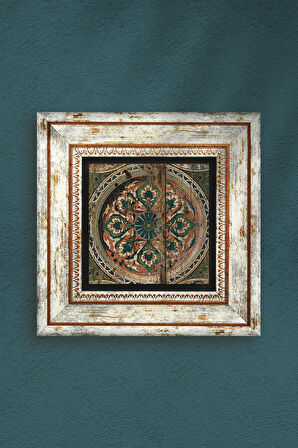 Vintage Desen Taş Duvar Tablosu Çerçeveli Duvar Dekoru Wall Art