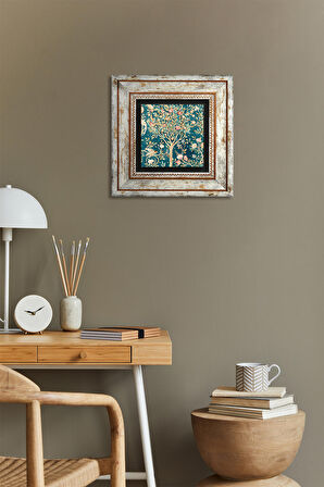 Hayat Ağacı Taş Duvar Tablosu Çerçeveli Duvar Dekoru Wall Art