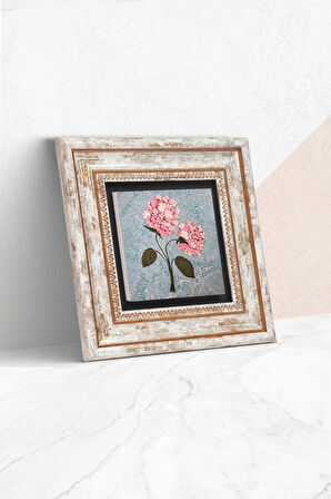 Pembe Ortanca Çiçeği Taş Duvar Tablosu Çerçeveli Duvar Dekoru Wall Art