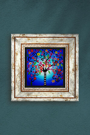 Hayat Ağacı Taş Duvar Tablosu Çerçeveli Duvar Dekoru Wall Art