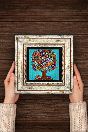 Karla Gerard Hayat Ağacı Taş Duvar Tablosu Çerçeveli Duvar Dekoru Wall Art