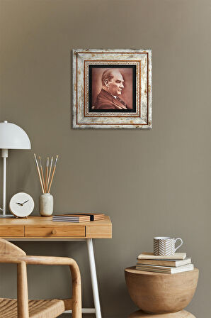 Atatürk Taş Duvar Tablosu Çerçeveli Duvar Dekoru Wall Art