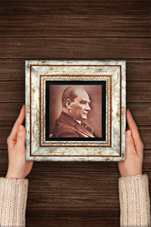 Atatürk Taş Duvar Tablosu Çerçeveli Duvar Dekoru Wall Art