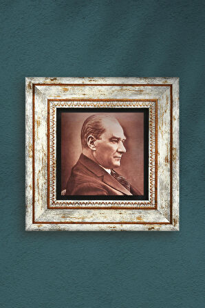 Atatürk Taş Duvar Tablosu Çerçeveli Duvar Dekoru Wall Art