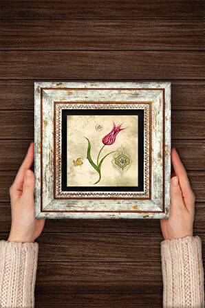 Lale Ebru Sanatı Taş Duvar Tablosu Çerçeveli Duvar Dekoru Wall Art