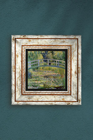 Claude Monet Nilüfer Gölü Taş Duvar Tablosu Çerçeveli Duvar Dekoru Wall Art