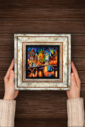 Köprü Manzarası Taş Duvar Tablosu Çerçeveli Duvar Dekoru Wall Art