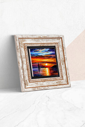 Deniz Manzarası Taş Duvar Tablosu Çerçeveli Duvar Dekoru Wall Art