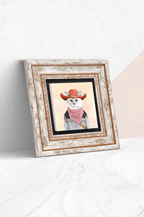 Kedi Taş Duvar Tablosu Çerçeveli Duvar Dekoru Wall Art