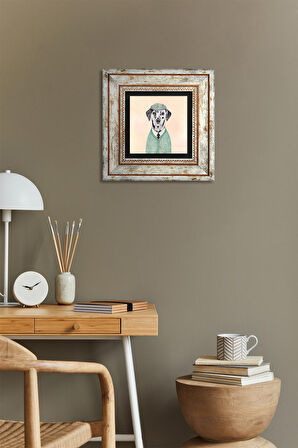 Köpek Taş Duvar Tablosu Çerçeveli Duvar Dekoru Wall Art