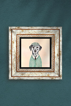 Köpek Taş Duvar Tablosu Çerçeveli Duvar Dekoru Wall Art