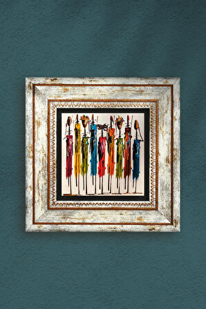 Yerli Kadınlar Tablosu Taş Duvar Tablosu Çerçeveli Duvar Dekoru Wall Art