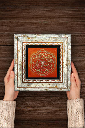 Sri Yantra Taş Duvar Tablosu Çerçeveli Duvar Dekoru Wall Art