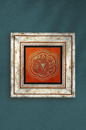 Sri Yantra Taş Duvar Tablosu Çerçeveli Duvar Dekoru Wall Art