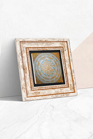 Sri Yantra Taş Duvar Tablosu Çerçeveli Duvar Dekoru Wall Art
