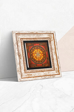 Sri Yantra Taş Duvar Tablosu Çerçeveli Duvar Dekoru Wall Art