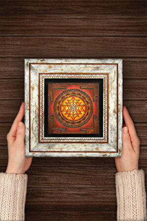 Sri Yantra Taş Duvar Tablosu Çerçeveli Duvar Dekoru Wall Art