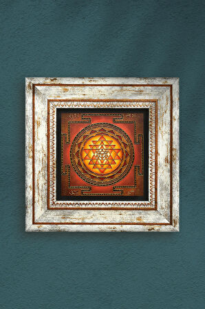 Sri Yantra Taş Duvar Tablosu Çerçeveli Duvar Dekoru Wall Art