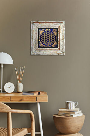 Yaşam Çiçeği Taş Duvar Tablosu Çerçeveli Duvar Dekoru Wall Art
