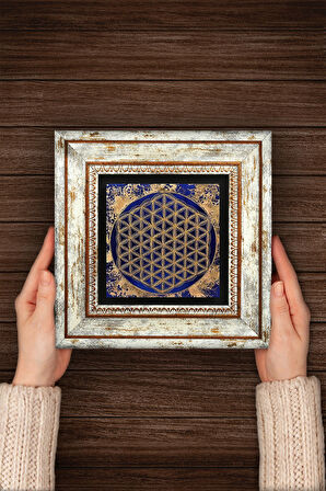 Yaşam Çiçeği Taş Duvar Tablosu Çerçeveli Duvar Dekoru Wall Art