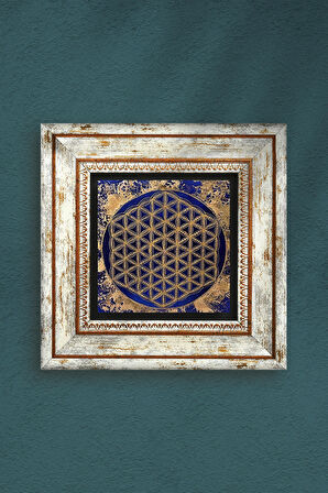 Yaşam Çiçeği Taş Duvar Tablosu Çerçeveli Duvar Dekoru Wall Art