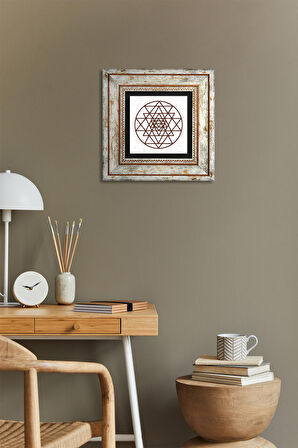 Sri Yantra Taş Duvar Tablosu Çerçeveli Duvar Dekoru Wall Art